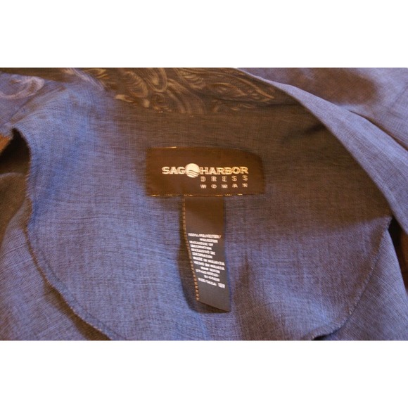 Sag Harbor Blazer Jacket Women's 18W Blue 100% Polyester Open Front Long Sleeve - Picture 9 of 12